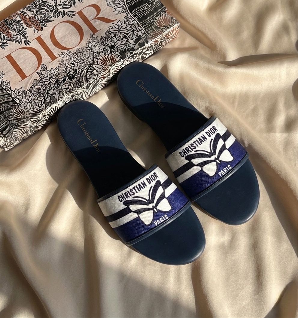 Christian Dior Flat Slides (Blue)- Box Packing